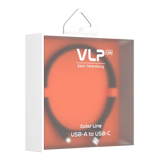 Дата-кабель VLP LITE Color Line USB-A to USB-C, 60W, 1м Чёрный